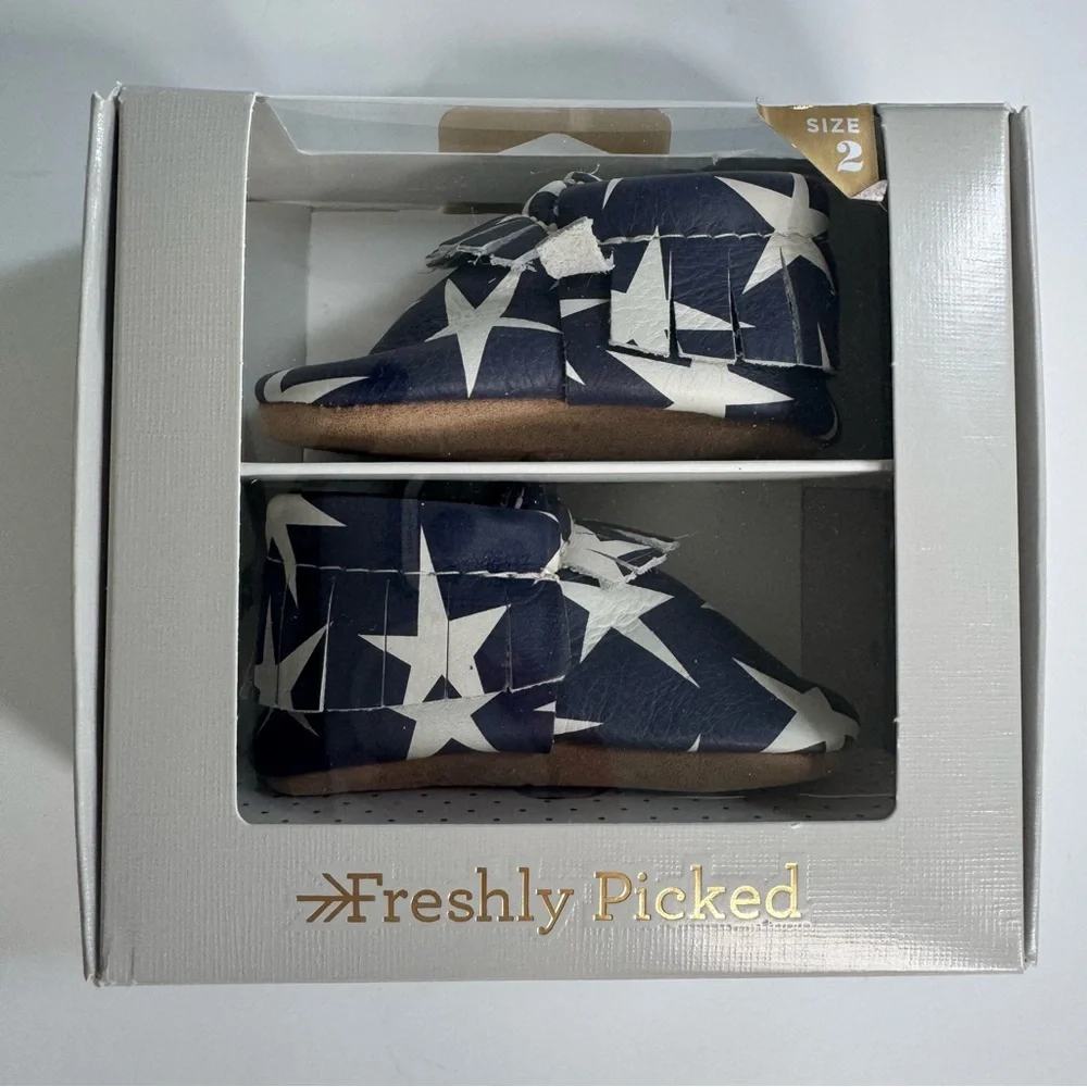Freshly Picked Star Spangled Baby Moccasin Size 2 (6-12 Months)